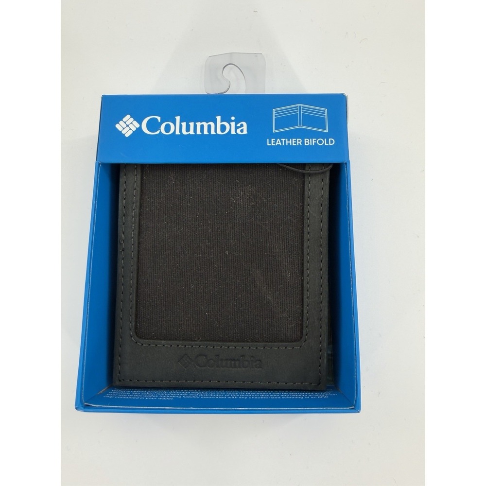 Columbia Men's Bifold‎ Genuine Leather Wallet Black NEW